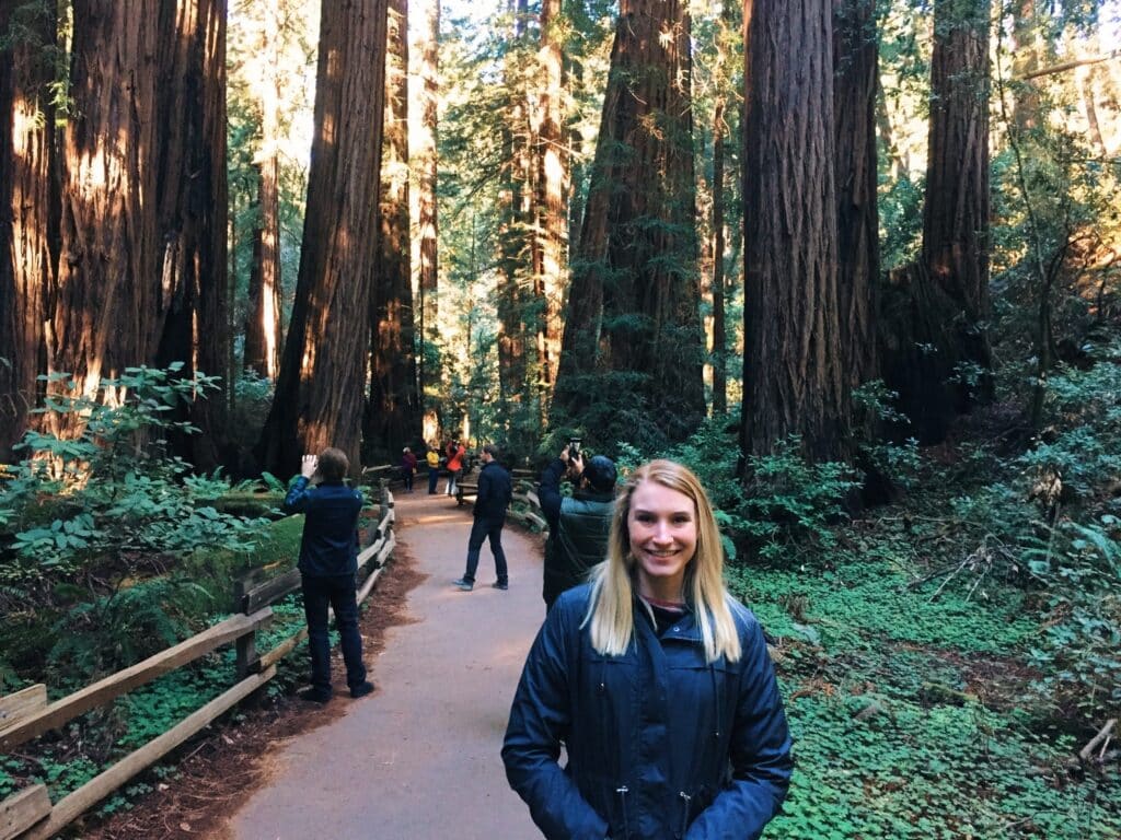 Katy Metz travel picture Sequoia national park in front of trees