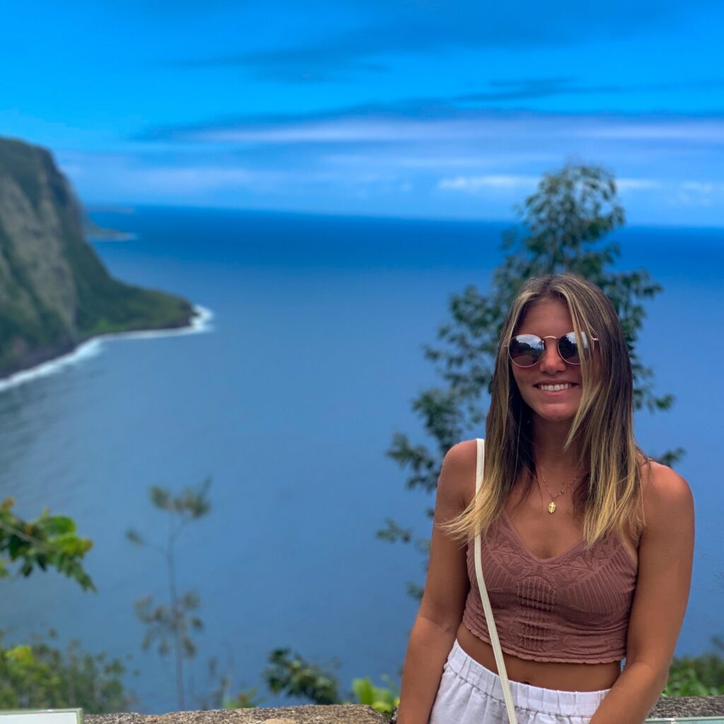 Marina Abbatiello travel picture in front of coastline