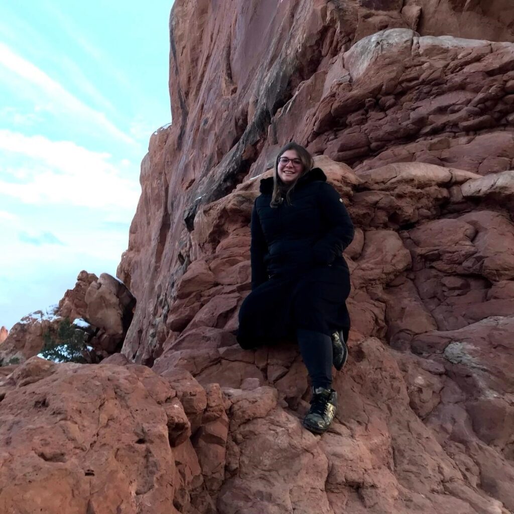 Yaffa Morris hiking in a mountain