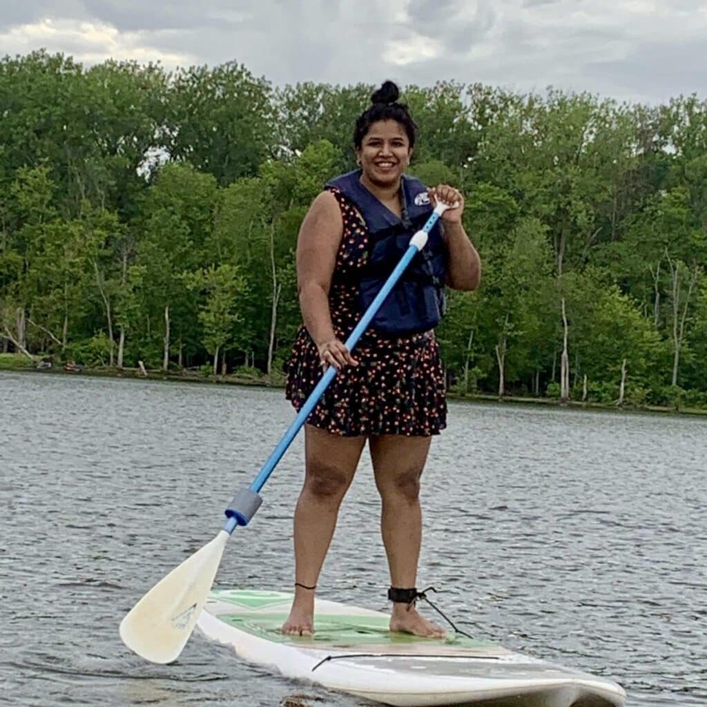 Anvitha Shivakumar paddleboarding