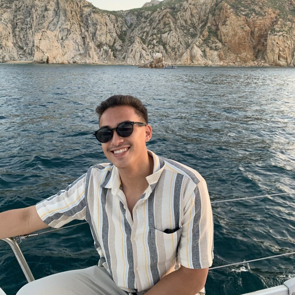 Kyle Luna on a boat