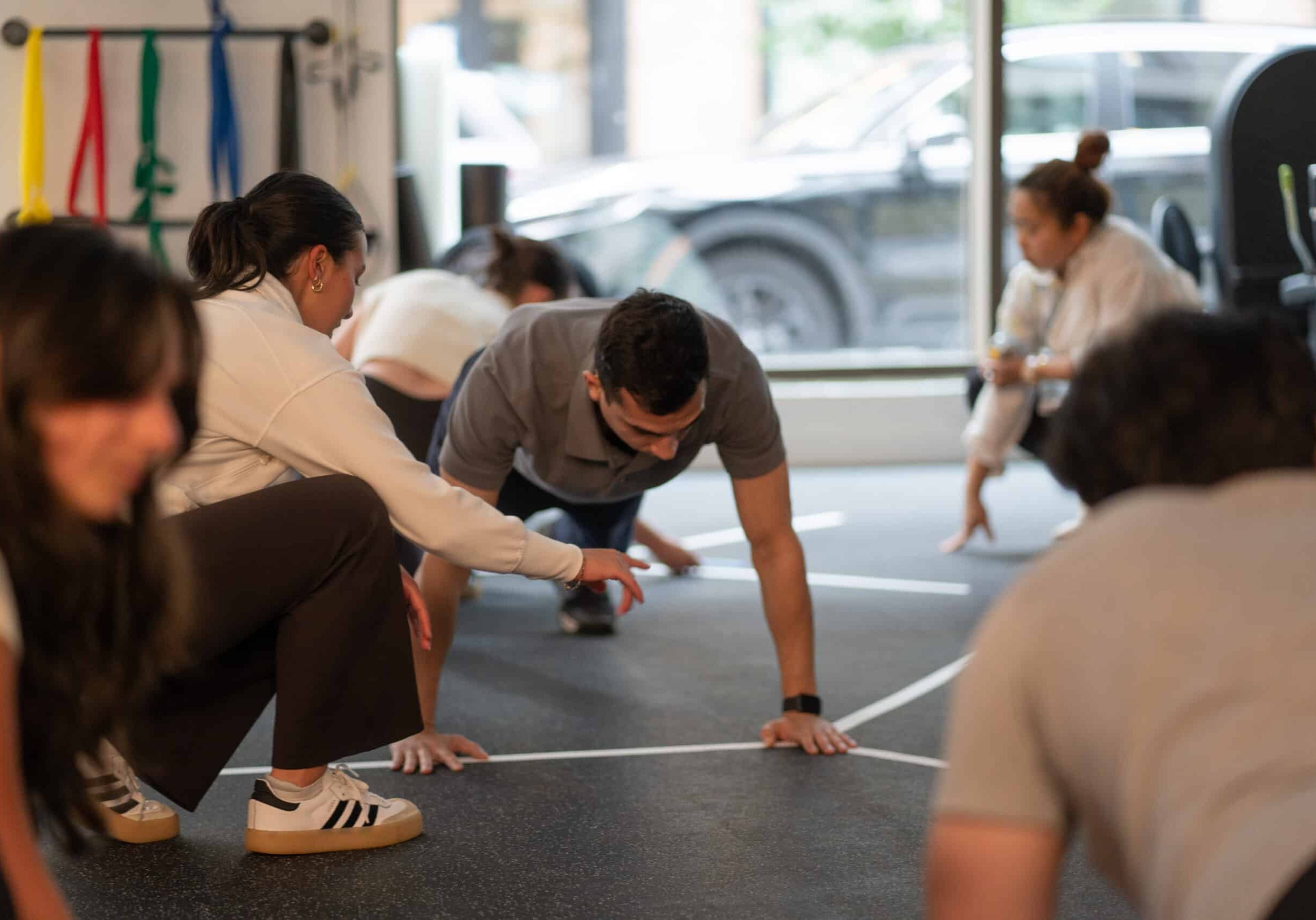 man doing workout in a physical therapy facility